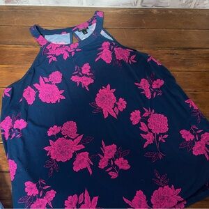 Torrid Navy and Pink Floral Tank Top